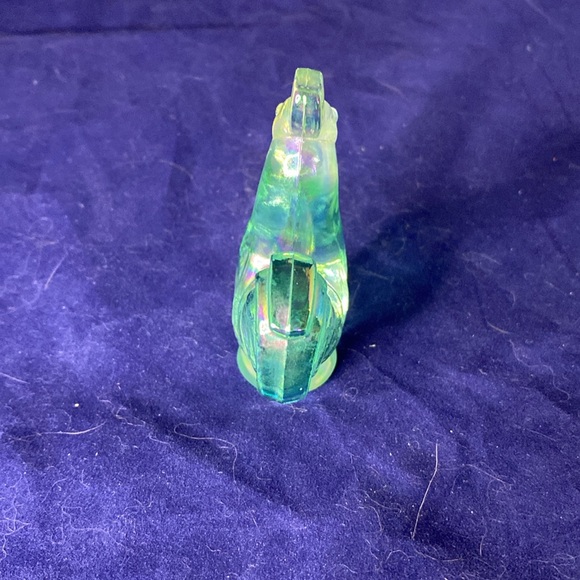 FENTON Art Glass Green Rooster/Chicken Figurine 2.75” - Picture 5 of 8